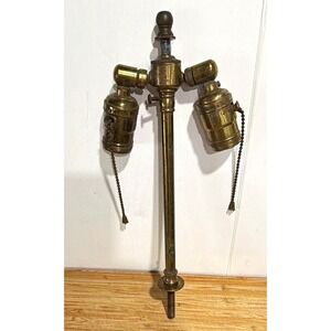 Vintage Leviton Brass Double Socket Lamp Cluster Pull Chain S-Cluster Part 13.5"